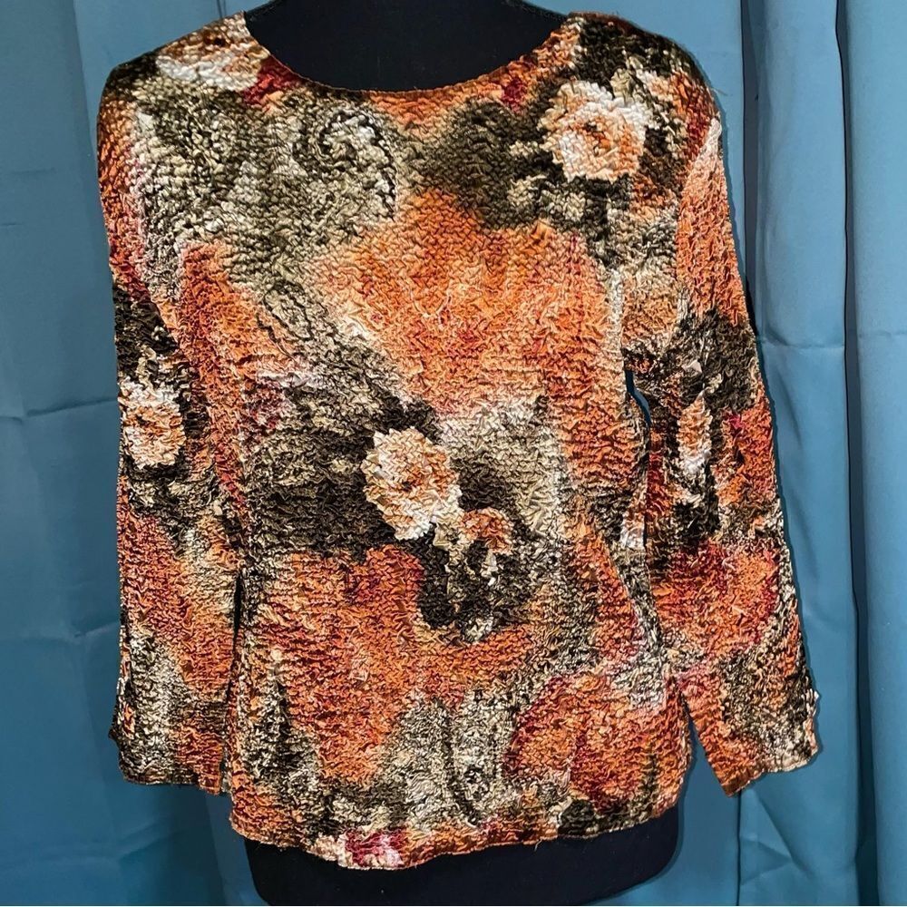 Crinkle top reversible top. Fall colors/rusty orange OSFM